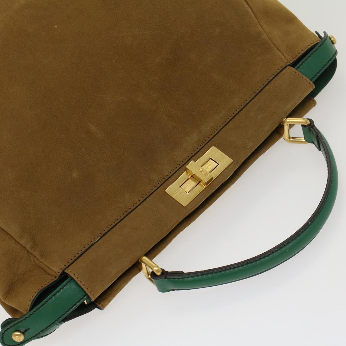 FENDI Peek A Boo Hand Bag Suede 2way Brown 43698