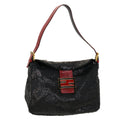 FENDI Sequin Shoulder Bag Black Red 43759