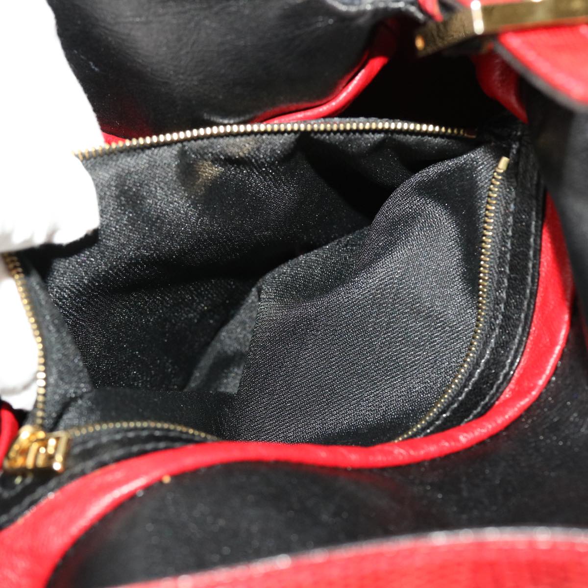 FENDI Sequin Shoulder Bag Black Red 43759
