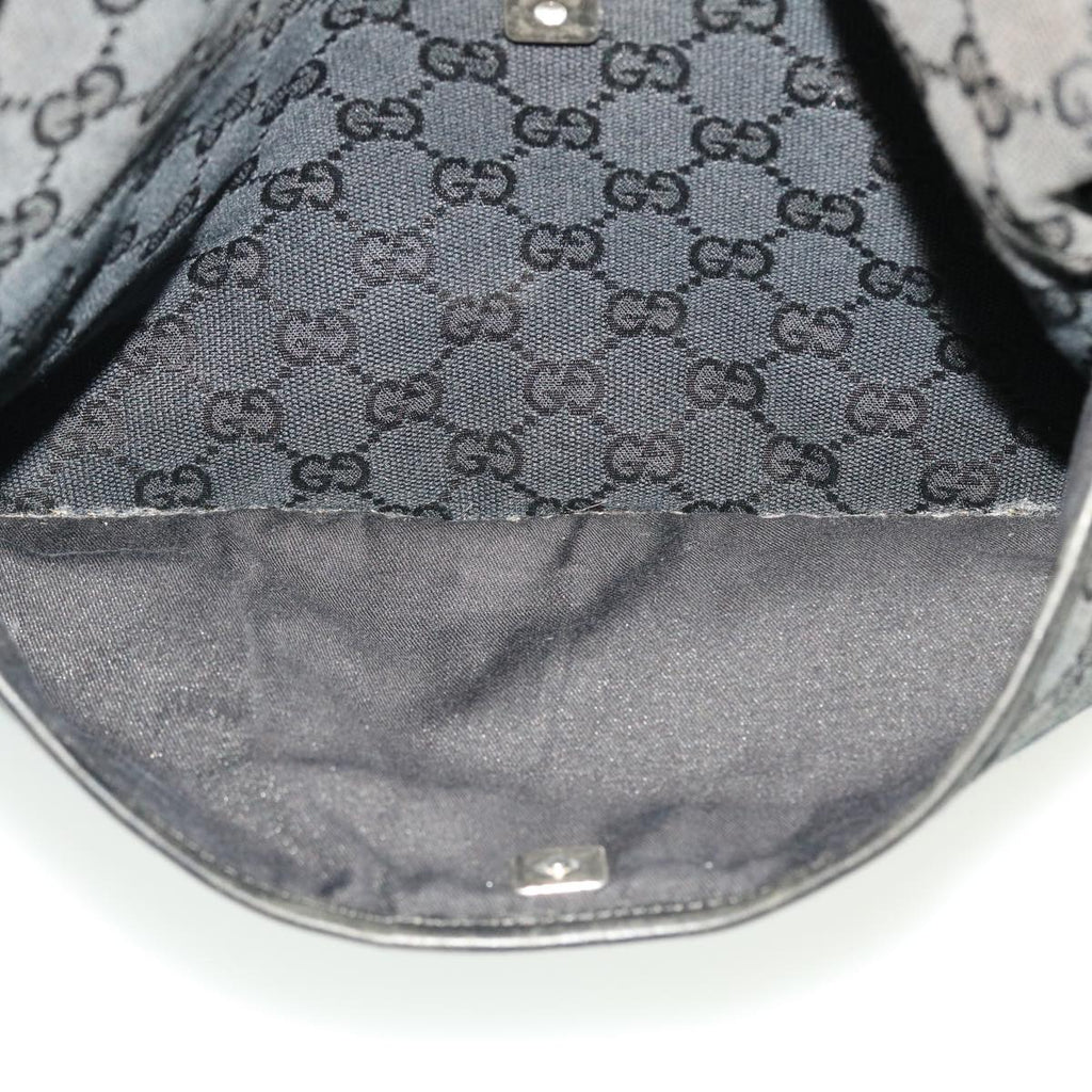 GUCCI GG Canvas Shoulder Bag Black 145857 43763