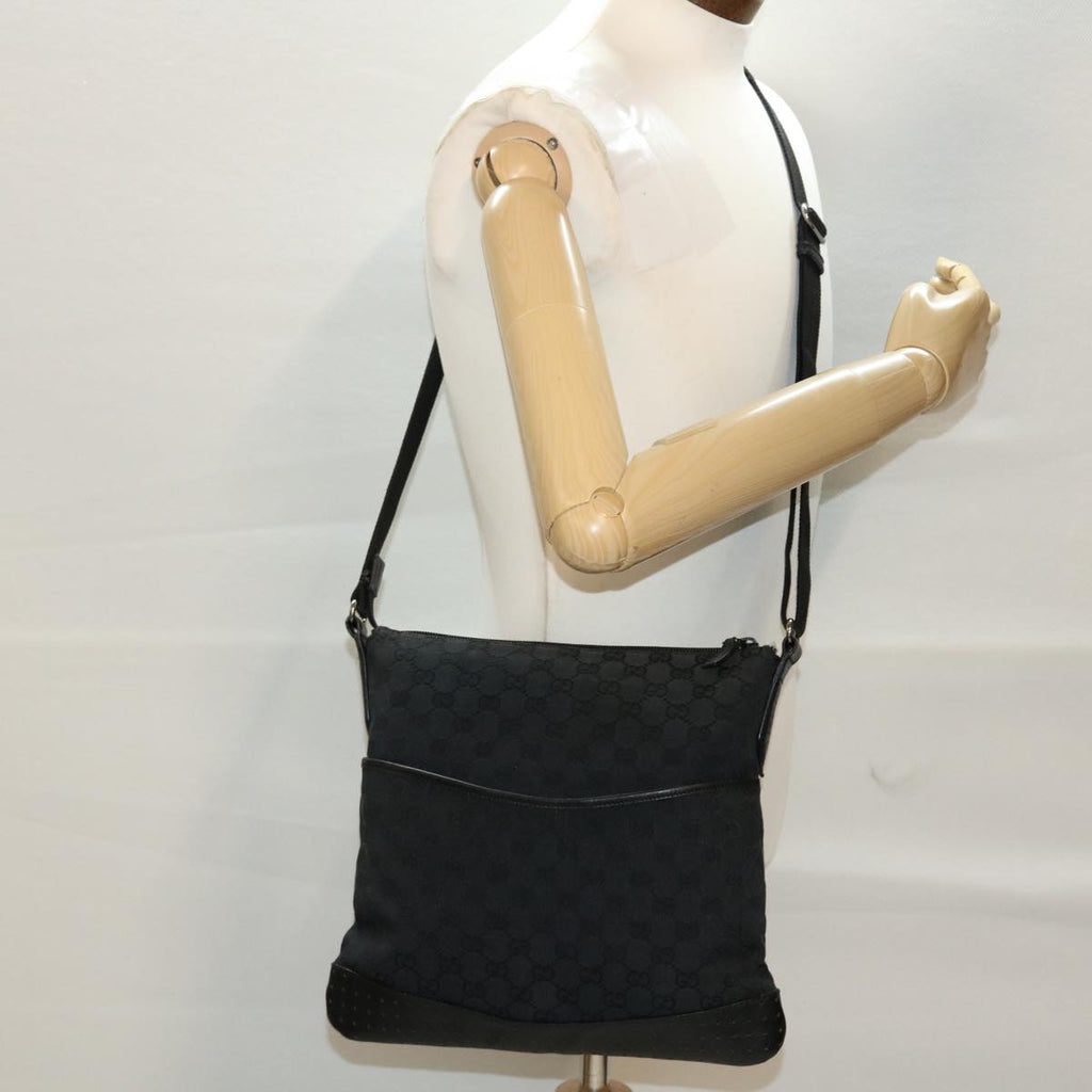 GUCCI GG Canvas Shoulder Bag Black 145857 43763