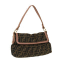 FENDI Zucca Canvas Shoulder Bag Nylon Brown Black pink 43767