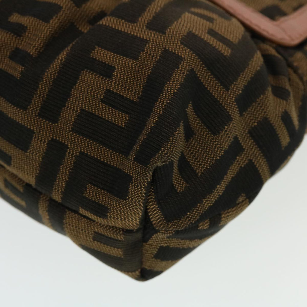 FENDI Zucca Canvas Shoulder Bag Nylon Brown Black pink 43767
