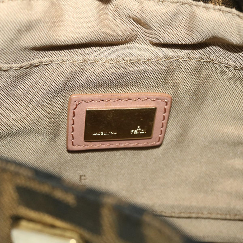 FENDI Zucca Canvas Shoulder Bag Nylon Brown Black pink 43767