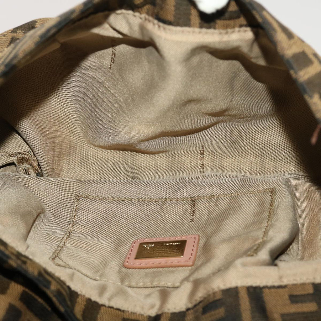 FENDI Zucca Canvas Shoulder Bag Nylon Brown Black pink 43767