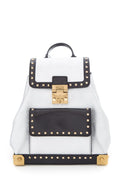 MCM Silver & Black Studded Small Backpack