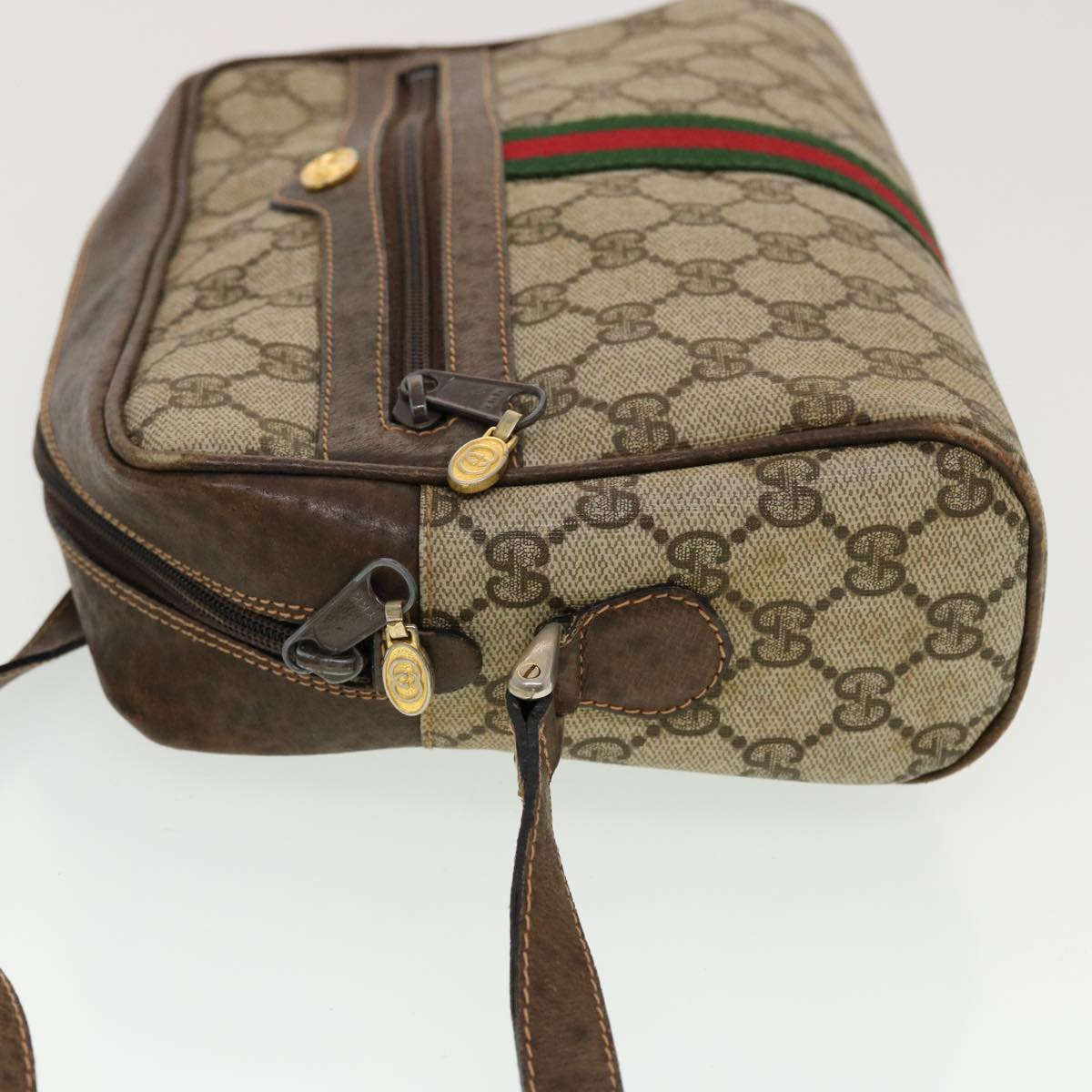 GUCCI GG Canvas Web Sherry Line Shoulder Bag Beige Red Green 43901