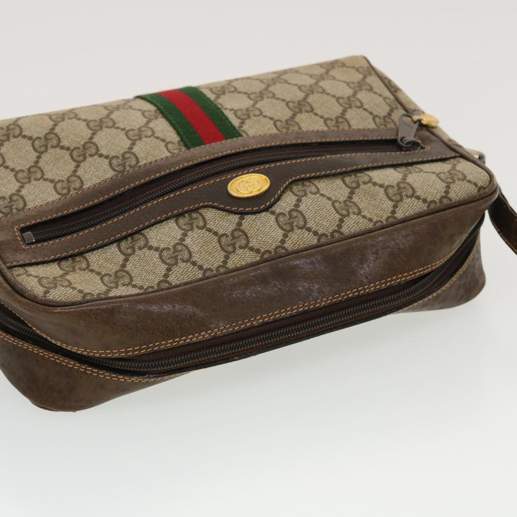 GUCCI GG Canvas Web Sherry Line Shoulder Bag Beige Red Green 43901