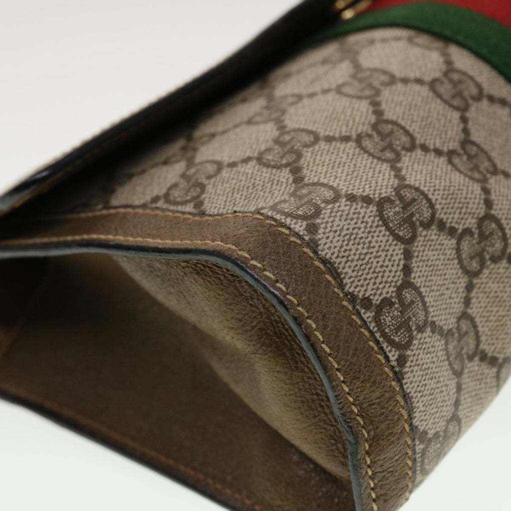 GUCCI GG Canvas Web Sherry Line Clutch Bag Beige Red Green 43902