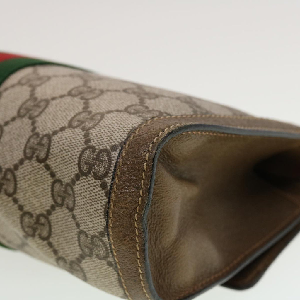 GUCCI GG Canvas Web Sherry Line Clutch Bag Beige Red Green 43902