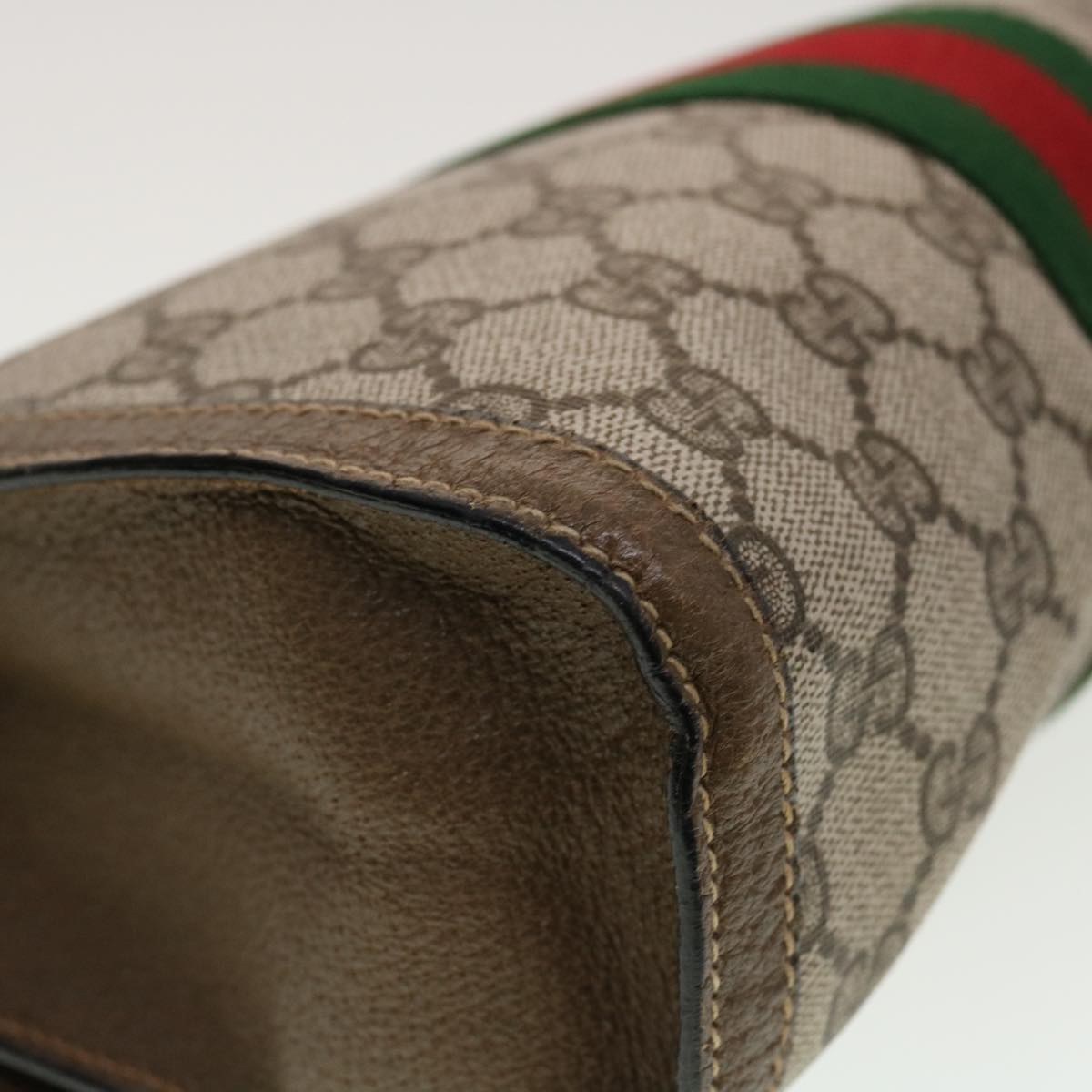 GUCCI GG Canvas Web Sherry Line Clutch Bag Beige Red Green 43902