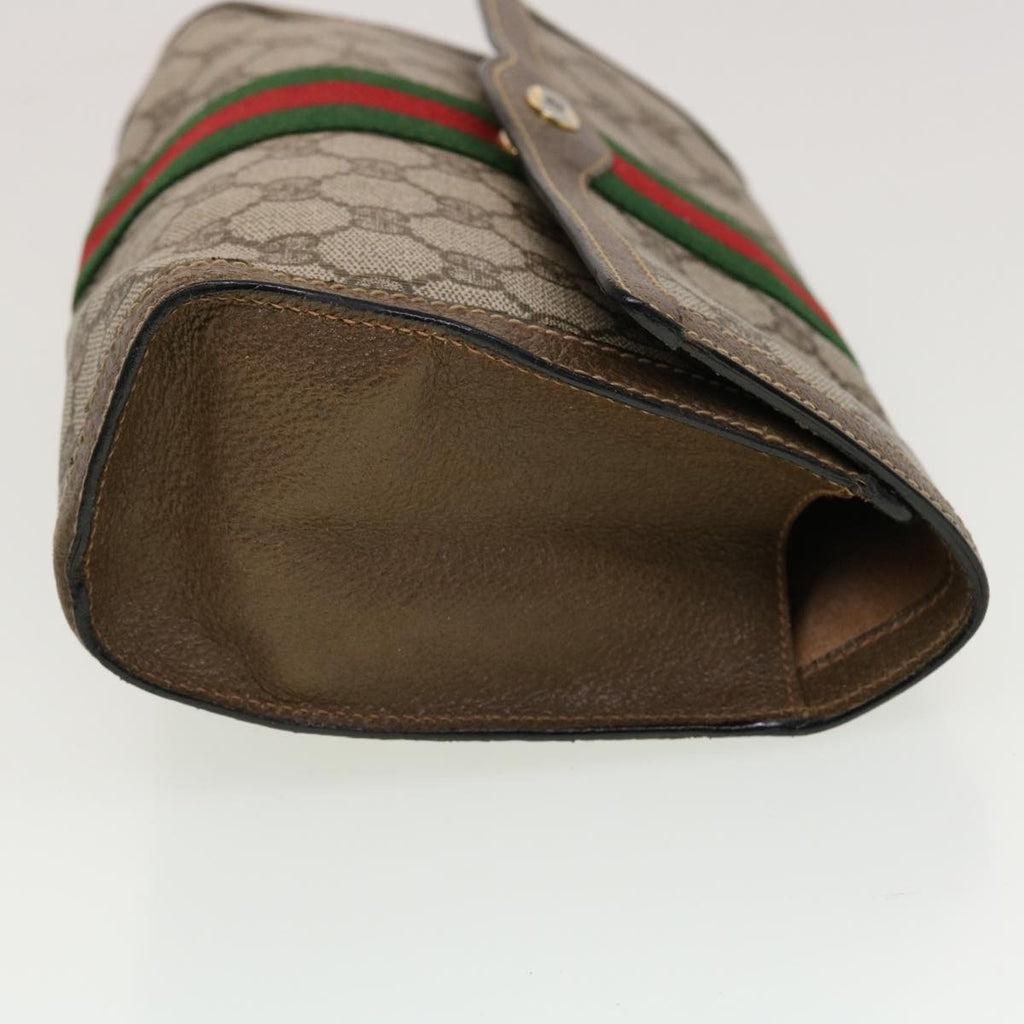 GUCCI GG Canvas Web Sherry Line Clutch Bag Beige Red Green 43902