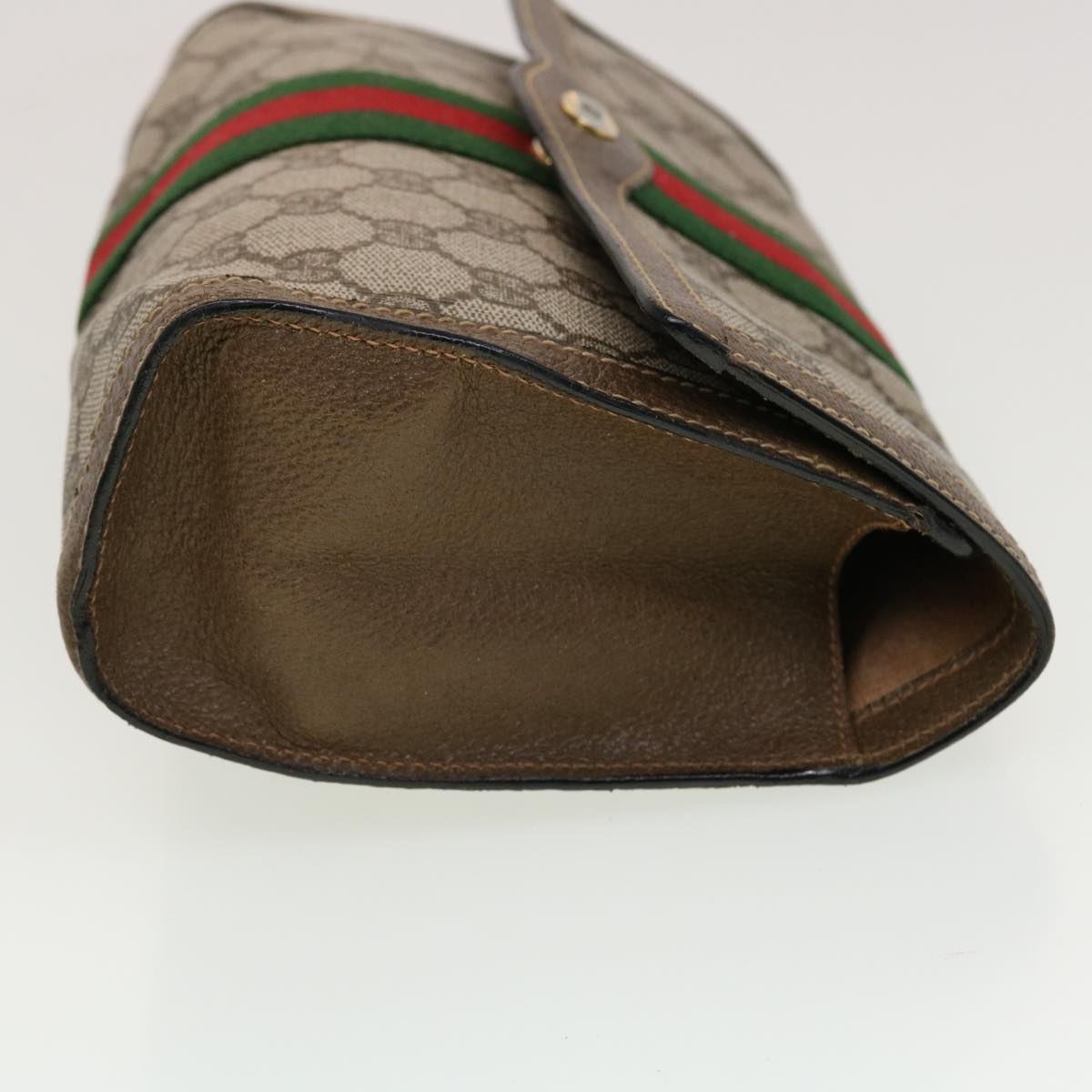 GUCCI GG Canvas Web Sherry Line Clutch Bag Beige Red Green 43902
