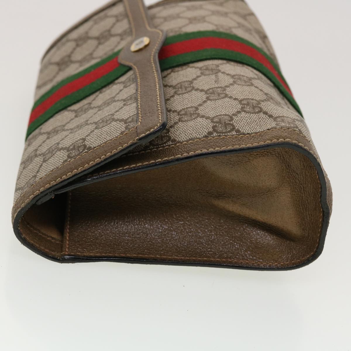 GUCCI GG Canvas Web Sherry Line Clutch Bag Beige Red Green 43902