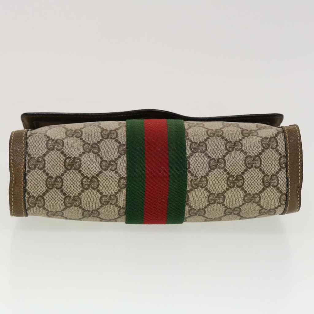 GUCCI GG Canvas Web Sherry Line Clutch Bag Beige Red Green 43902