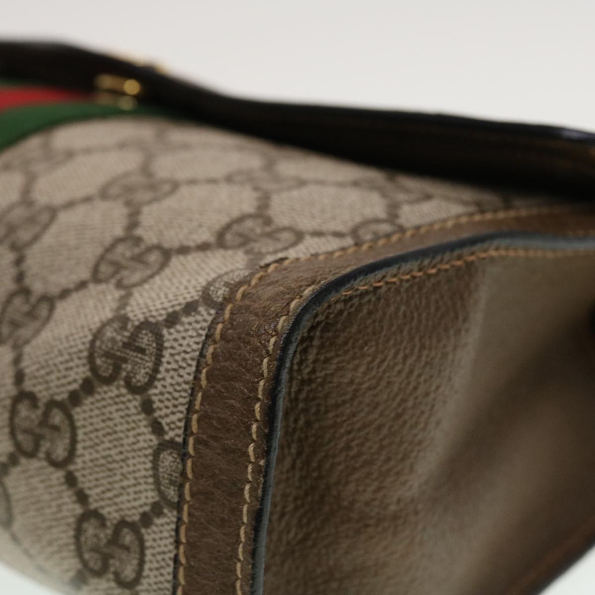 GUCCI GG Canvas Web Sherry Line Clutch Bag Beige Red Green 43902