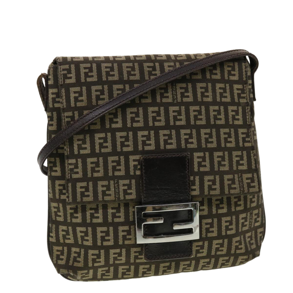 FENDI Zucchino Canvas Shoulder Bag Brown 2288-8BT075-JQ4-089 43907