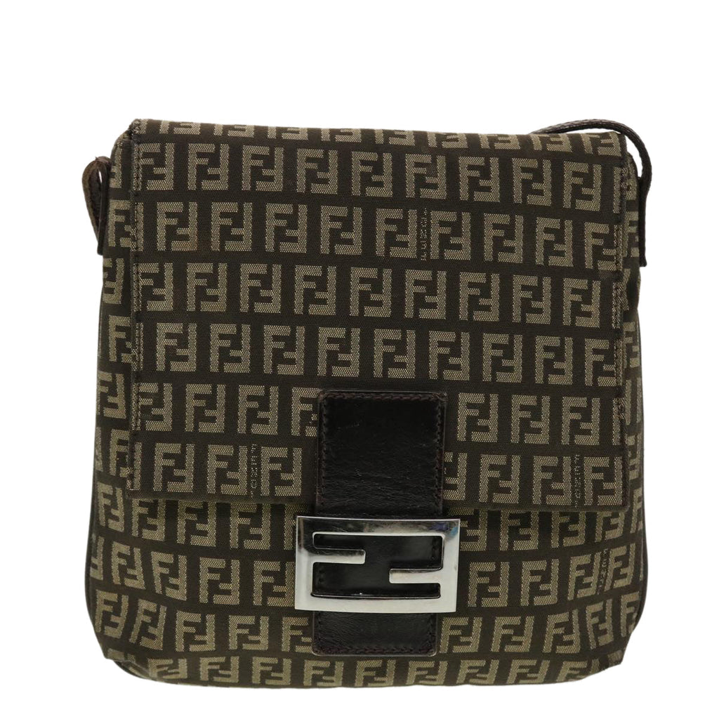 FENDI Zucchino Canvas Shoulder Bag Brown 2288-8BT075-JQ4-089 43907