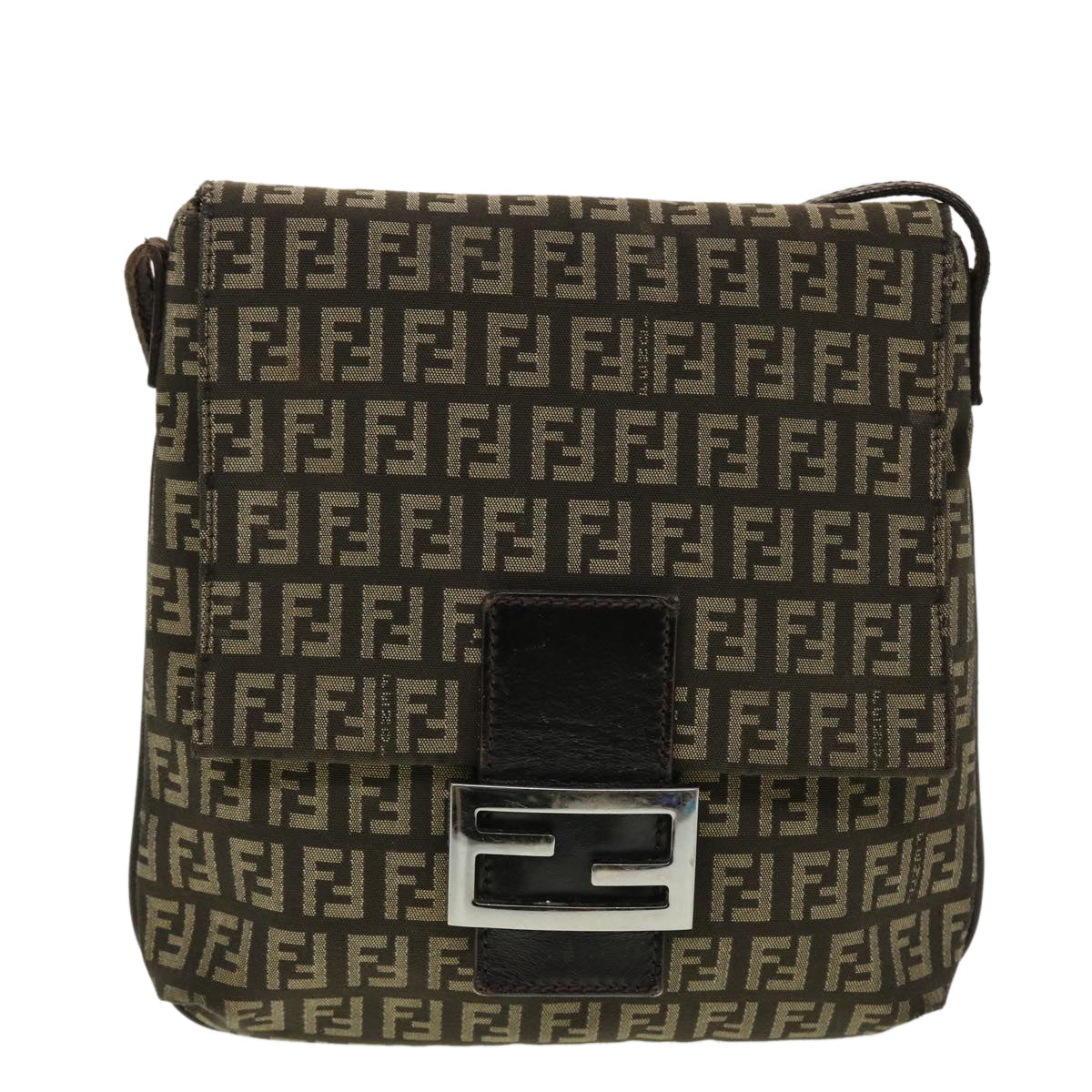 FENDI Zucchino Canvas Shoulder Bag Brown 2288-8BT075-JQ4-089 43907