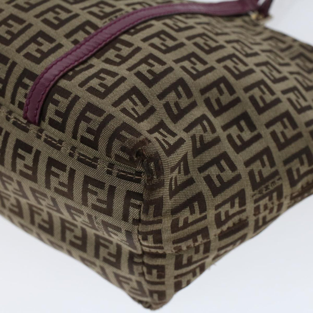 FENDI Zucchino Canvas Tote Bag Brown 43936