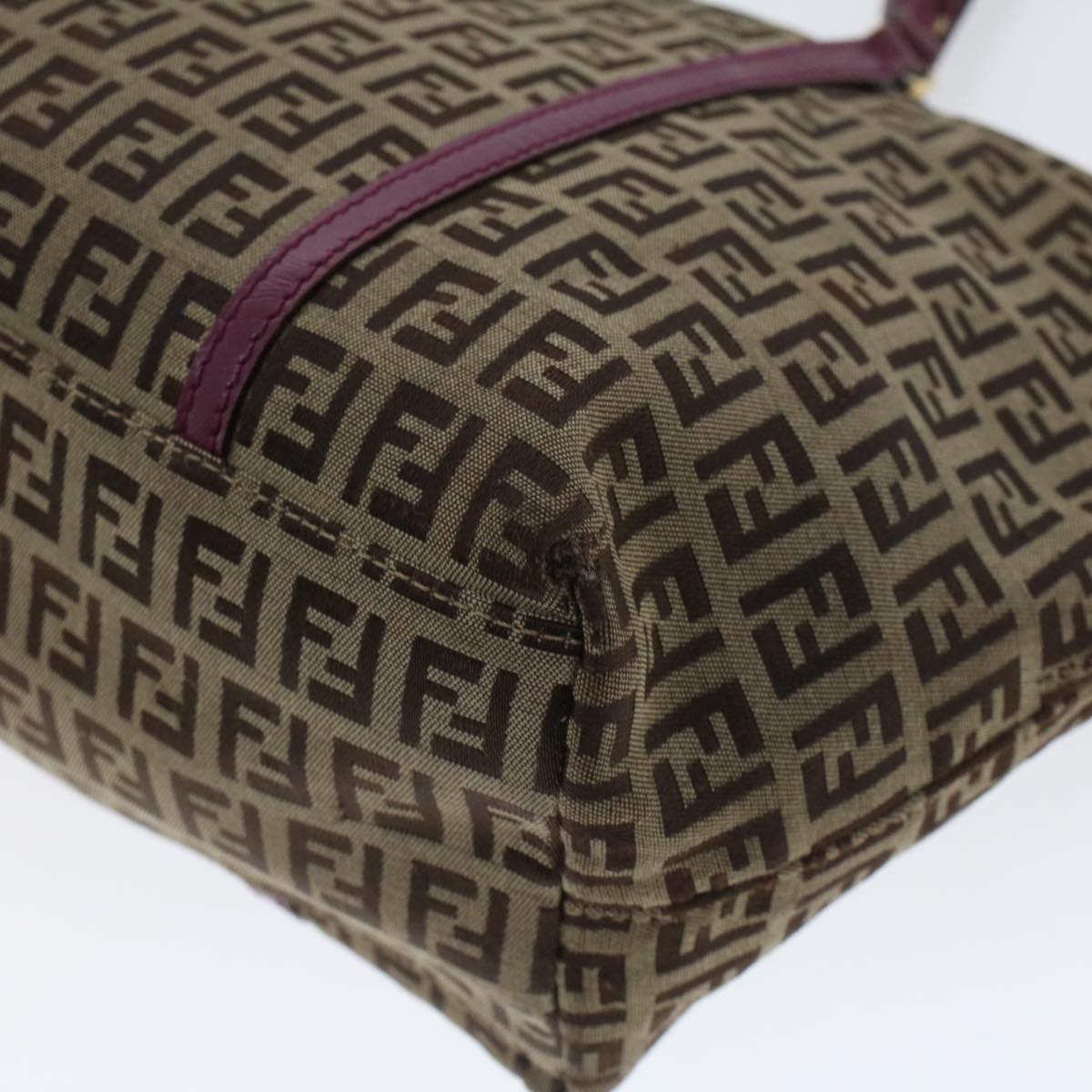 FENDI Zucchino Canvas Tote Bag Brown 43936