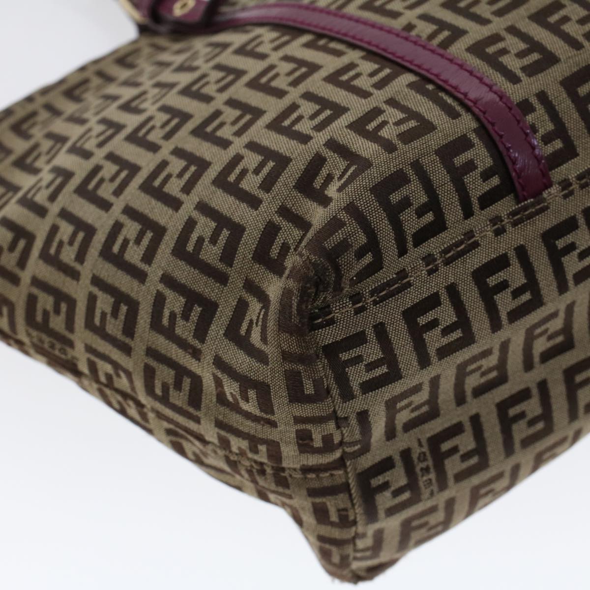 FENDI Zucchino Canvas Tote Bag Brown 43936