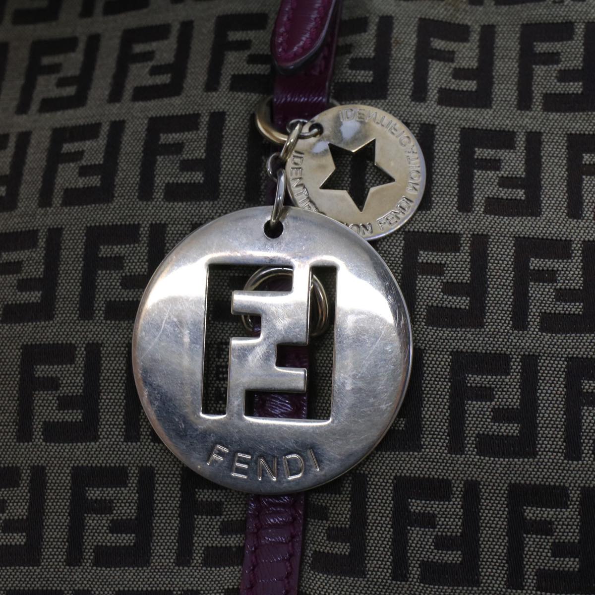 FENDI Zucchino Canvas Tote Bag Brown 43936