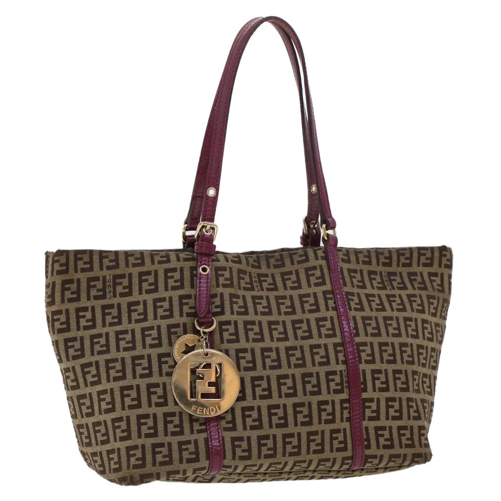 FENDI Zucchino Canvas Tote Bag Brown 43936