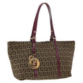 FENDI Zucchino Canvas Tote Bag Brown 43936