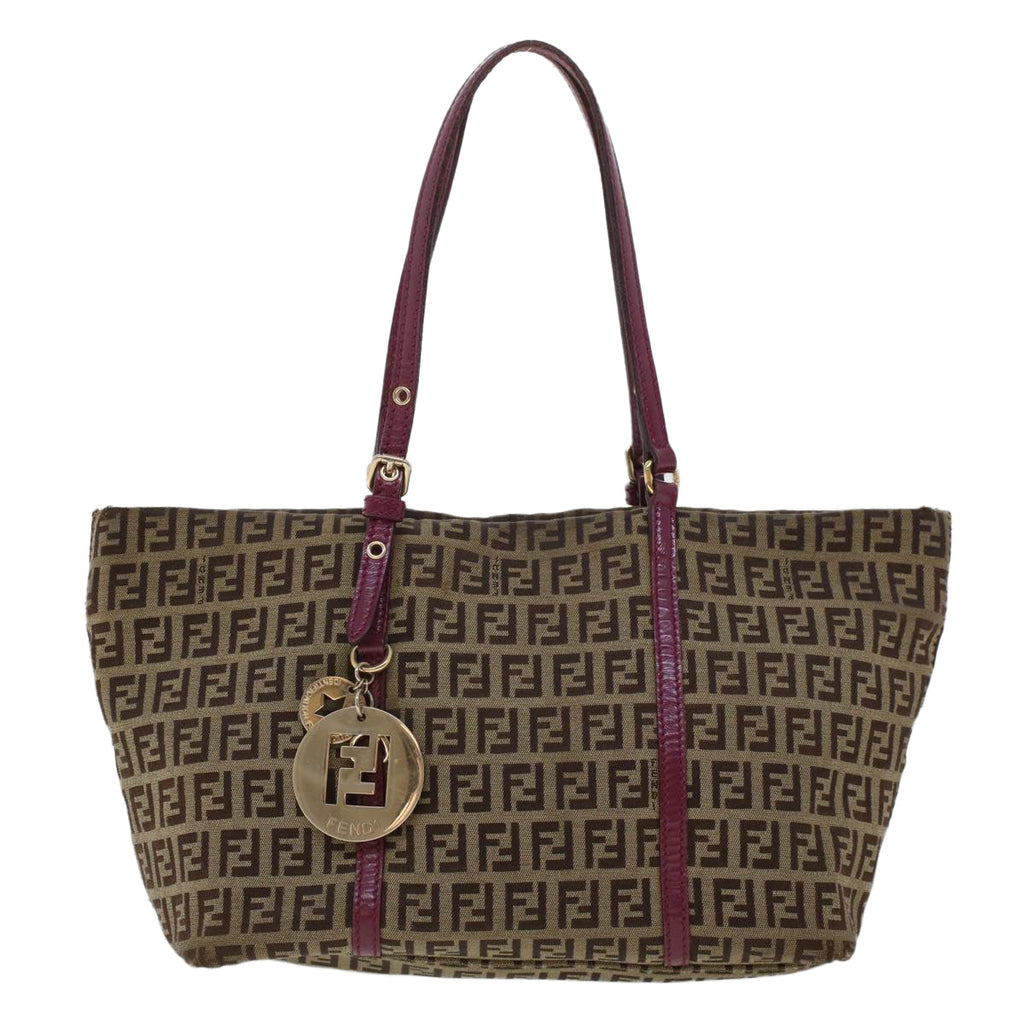 FENDI Zucchino Canvas Tote Bag Brown 43936
