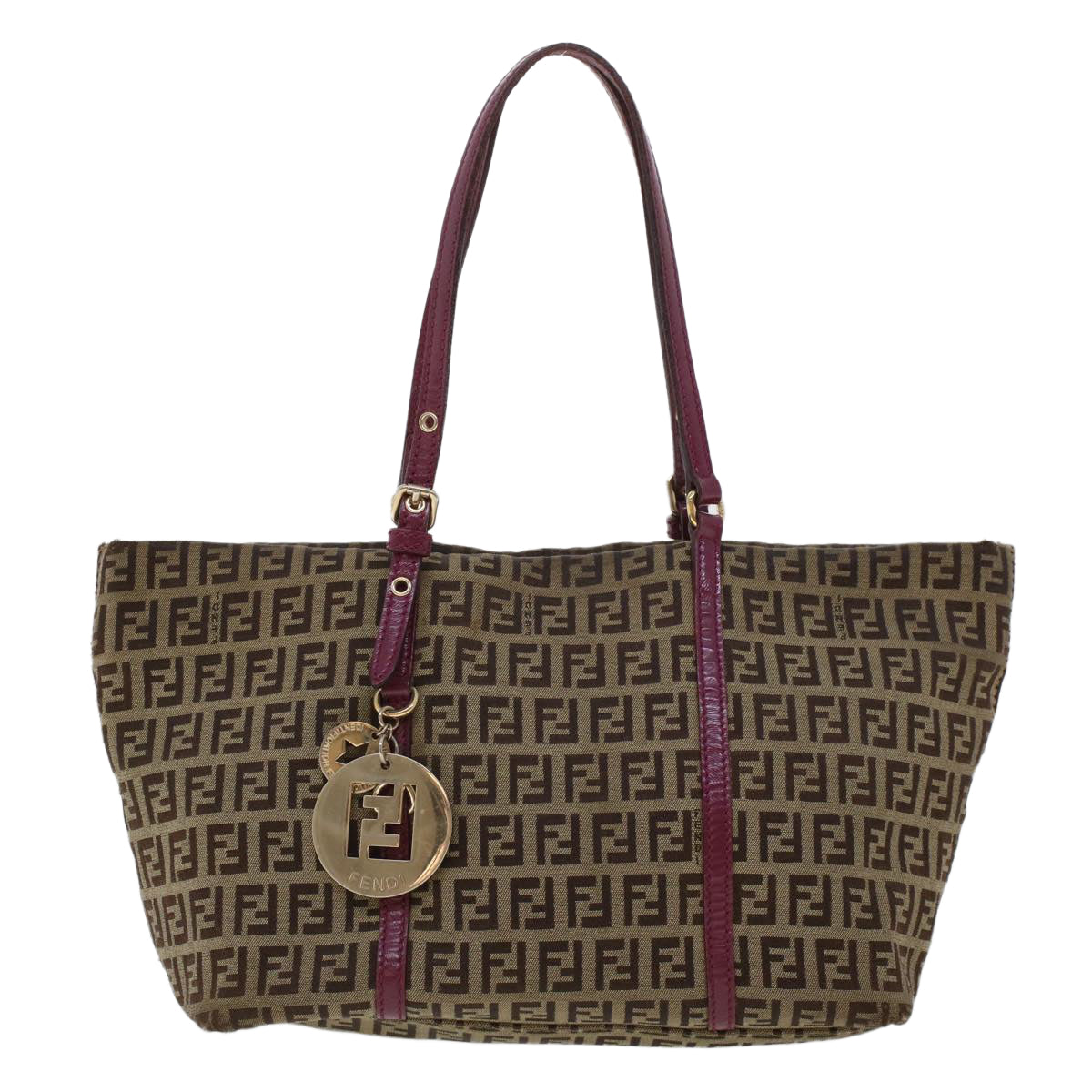 FENDI Zucchino Canvas Tote Bag Brown 43936