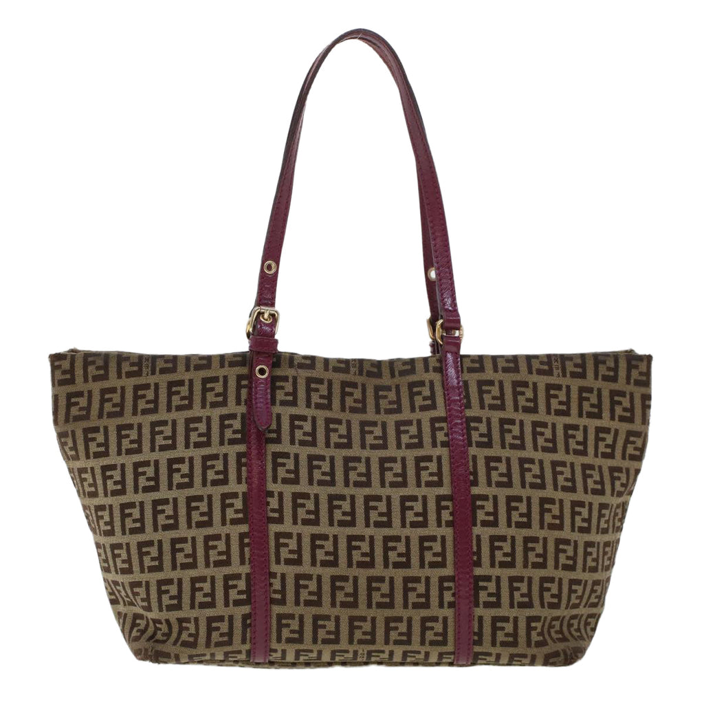 FENDI Zucchino Canvas Tote Bag Brown 43936