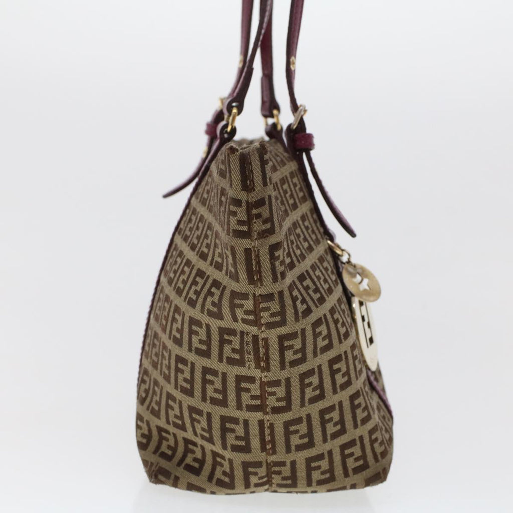 FENDI Zucchino Canvas Tote Bag Brown 43936