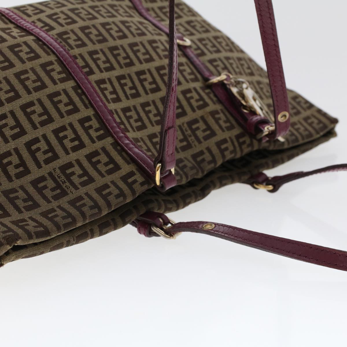 FENDI Zucchino Canvas Tote Bag Brown 43936
