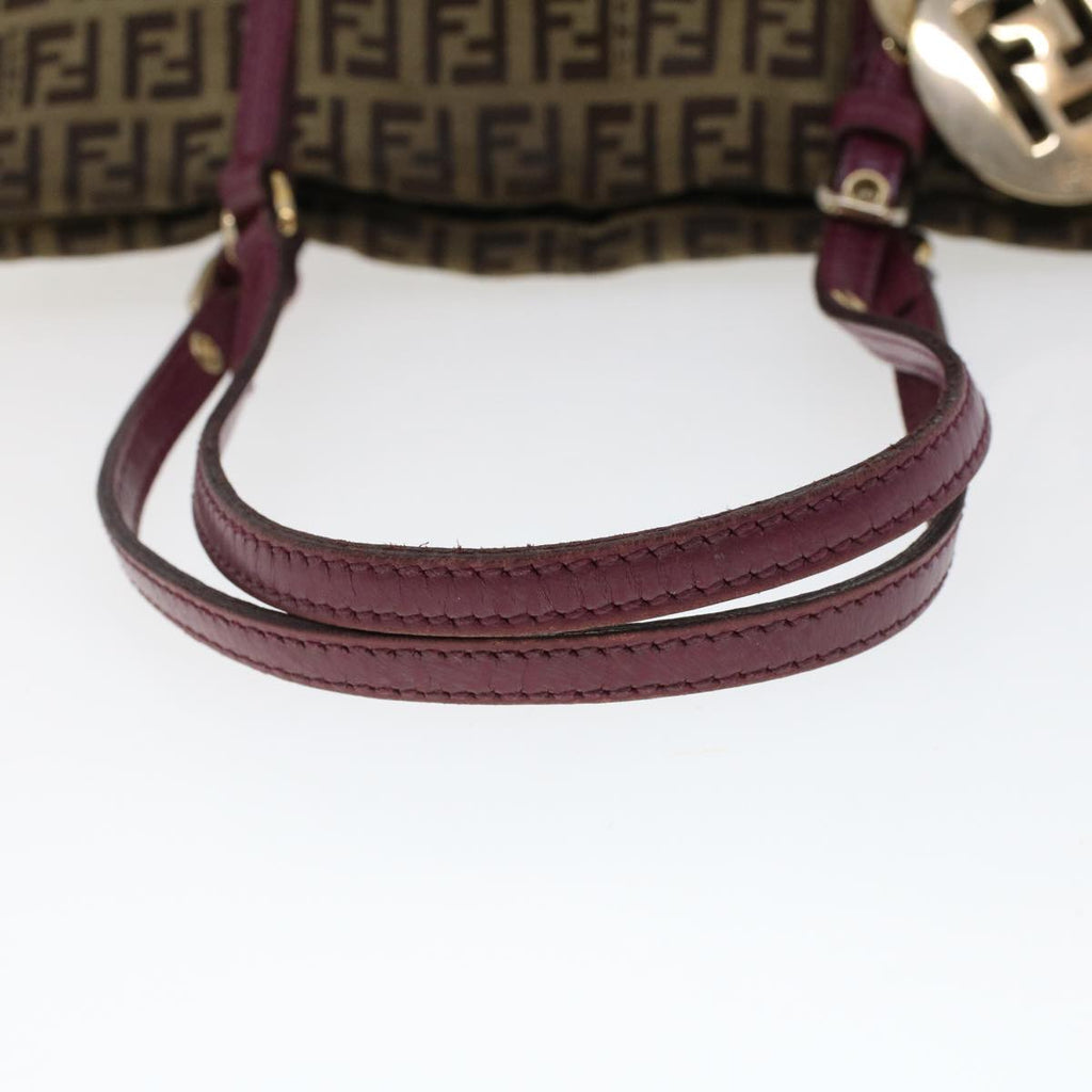 FENDI Zucchino Canvas Tote Bag Brown 43936