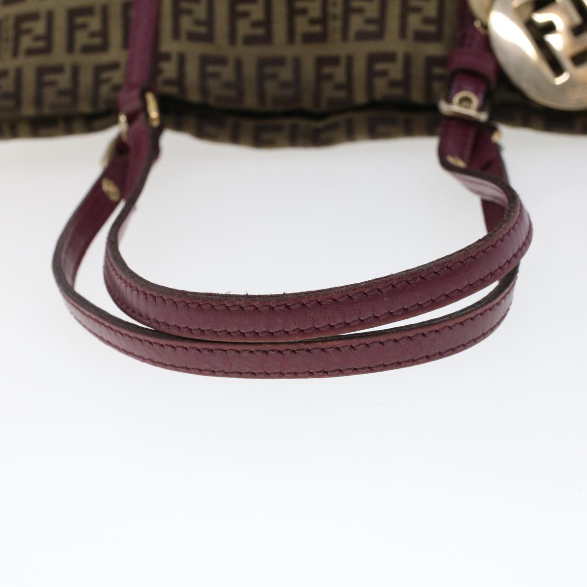 FENDI Zucchino Canvas Tote Bag Brown 43936