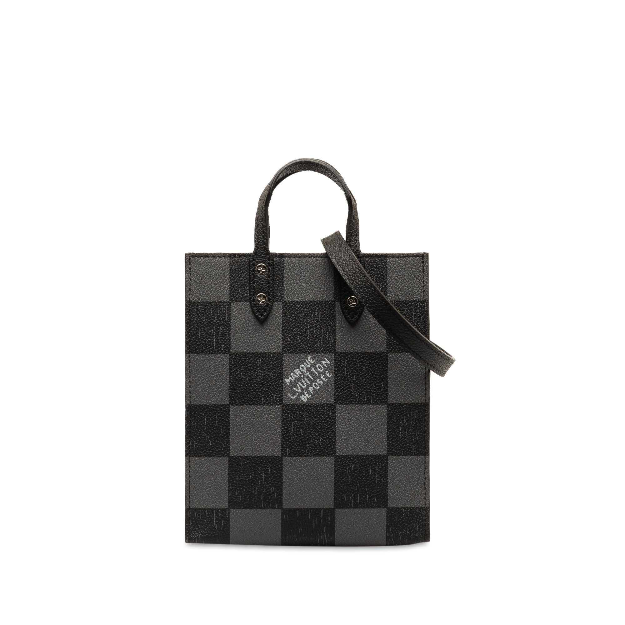Black Louis Vuitton Damier Checkerboard Sac Plat XS Satchel