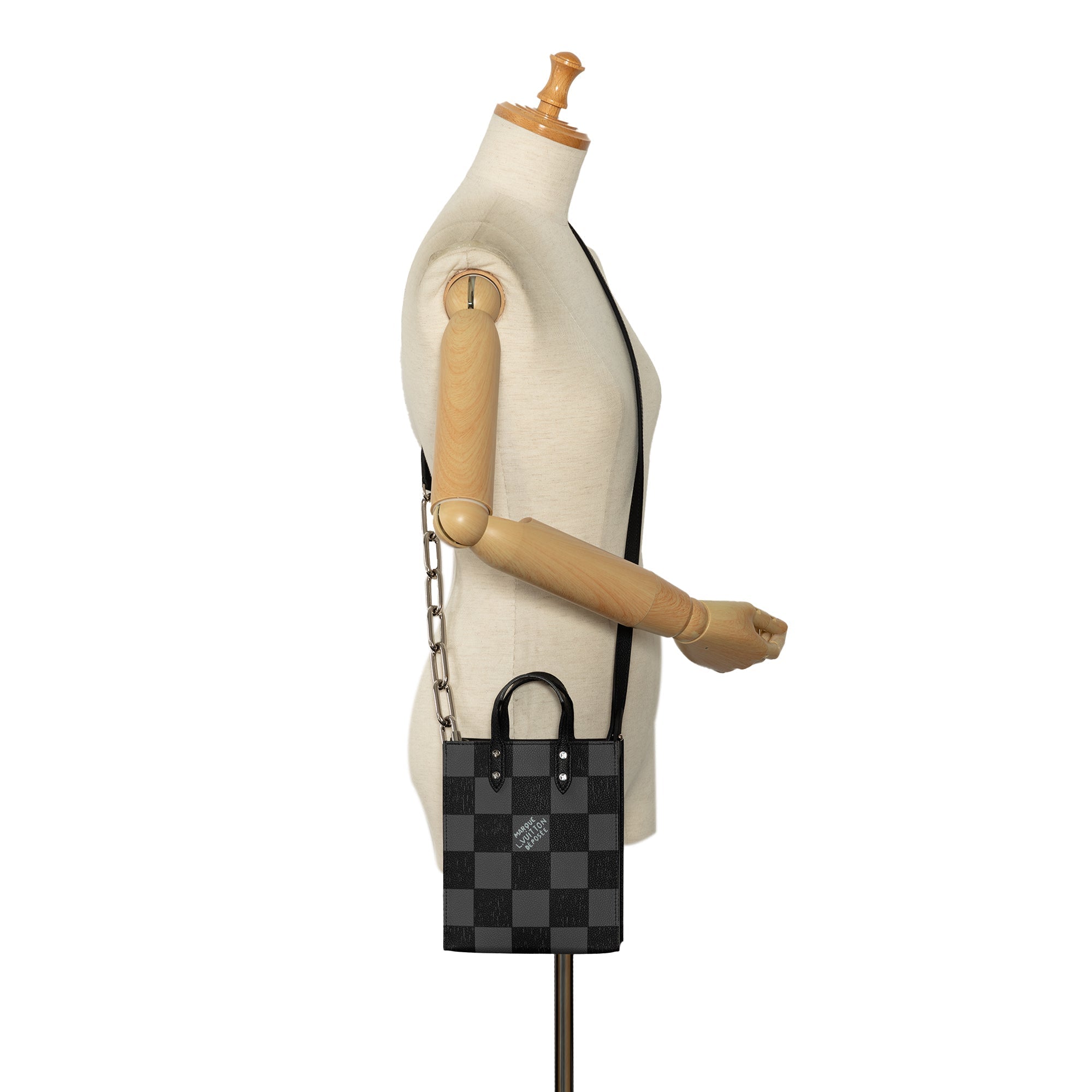 Black Louis Vuitton Damier Checkerboard Sac Plat XS Satchel