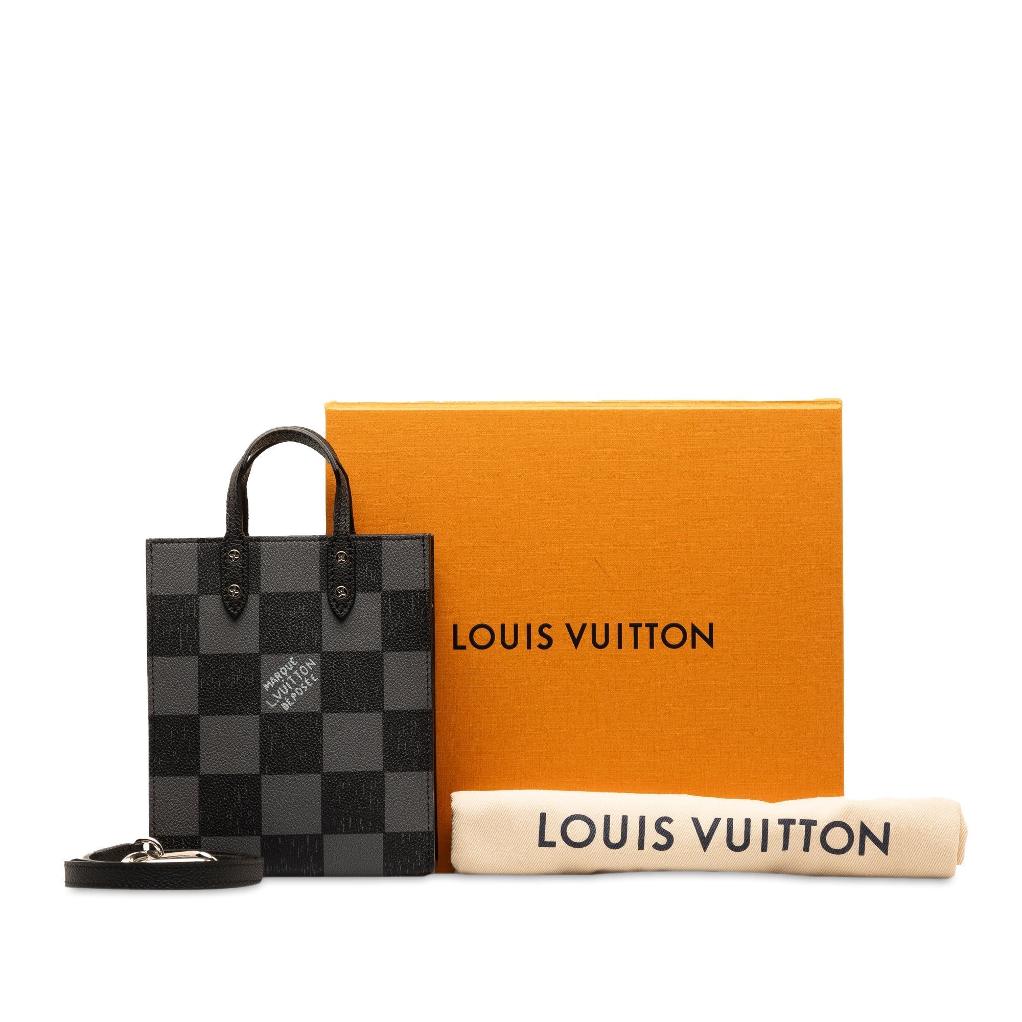 Black Louis Vuitton Damier Checkerboard Sac Plat XS Satchel
