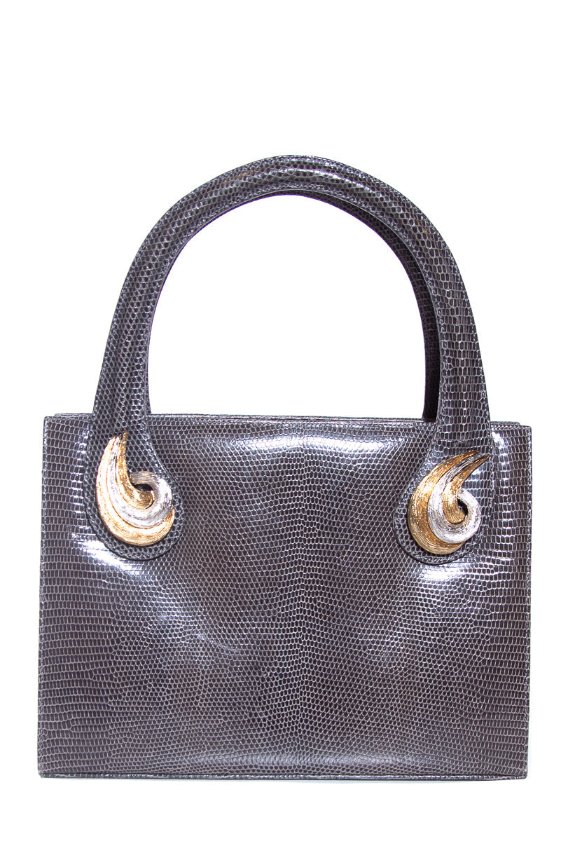 Martin Van Schaak Grey Lizard Skin Handbag