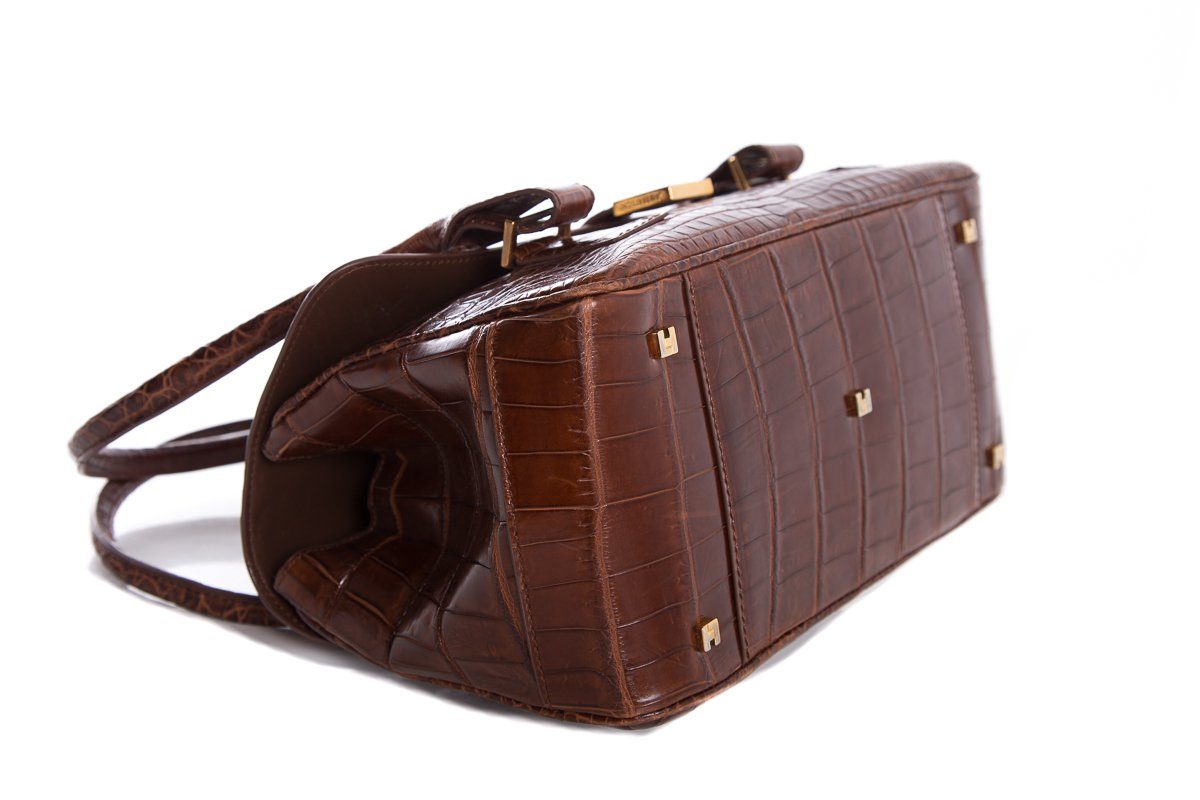 Lambertson Truex Brown Alligator Shoulder Bag