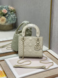 GLAMI Mini Lady Bag Latte Cannage with Beaded Motif, Beige, For Women WomenÃ¢â‚¬â„¢s Handbags, Crossbody Bags, 18cm CD M0505INEA_M030