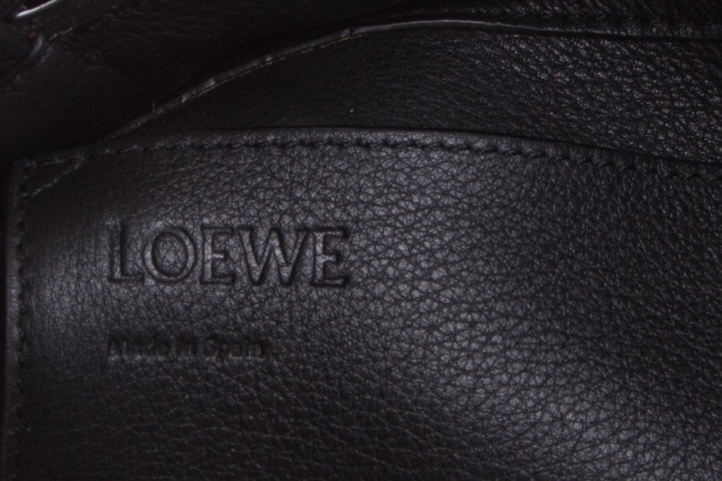 Loewe Black Leather & Multicolor Oriental Silk Print Backpack