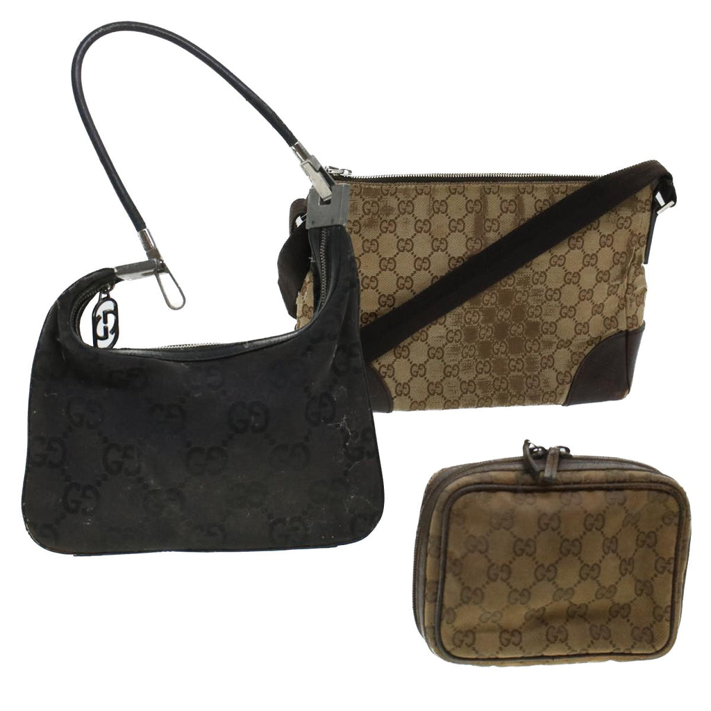 GUCCI GG Canvas Shoulder Bag 3Set Beige Black 44070