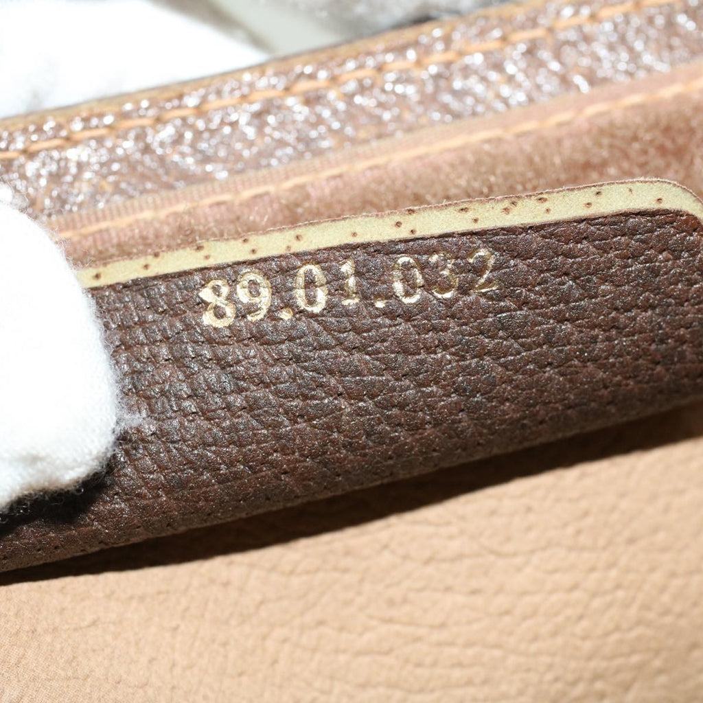 GUCCI GG Canvas Web Sherry Line Clutch Bag PVC Leather Beige Green 44139