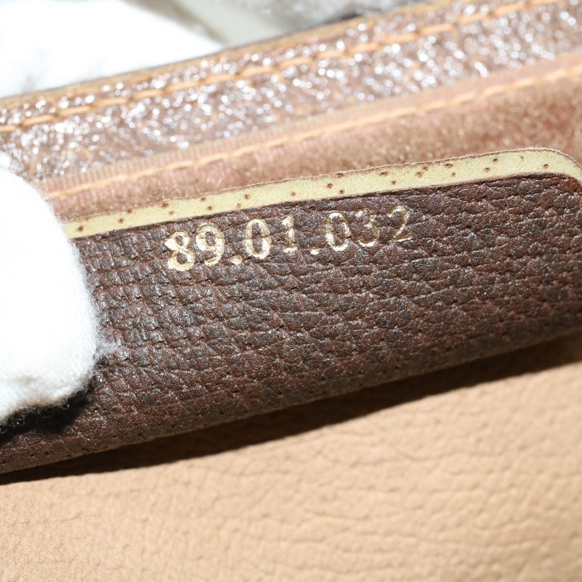 GUCCI GG Canvas Web Sherry Line Clutch Bag PVC Leather Beige Green 44139