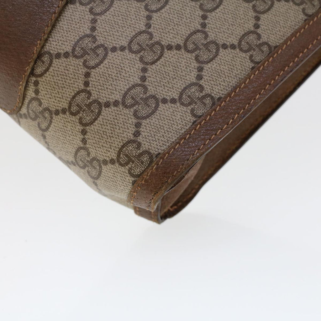 GUCCI GG Canvas Web Sherry Line Clutch Bag PVC Leather Beige Green 44139