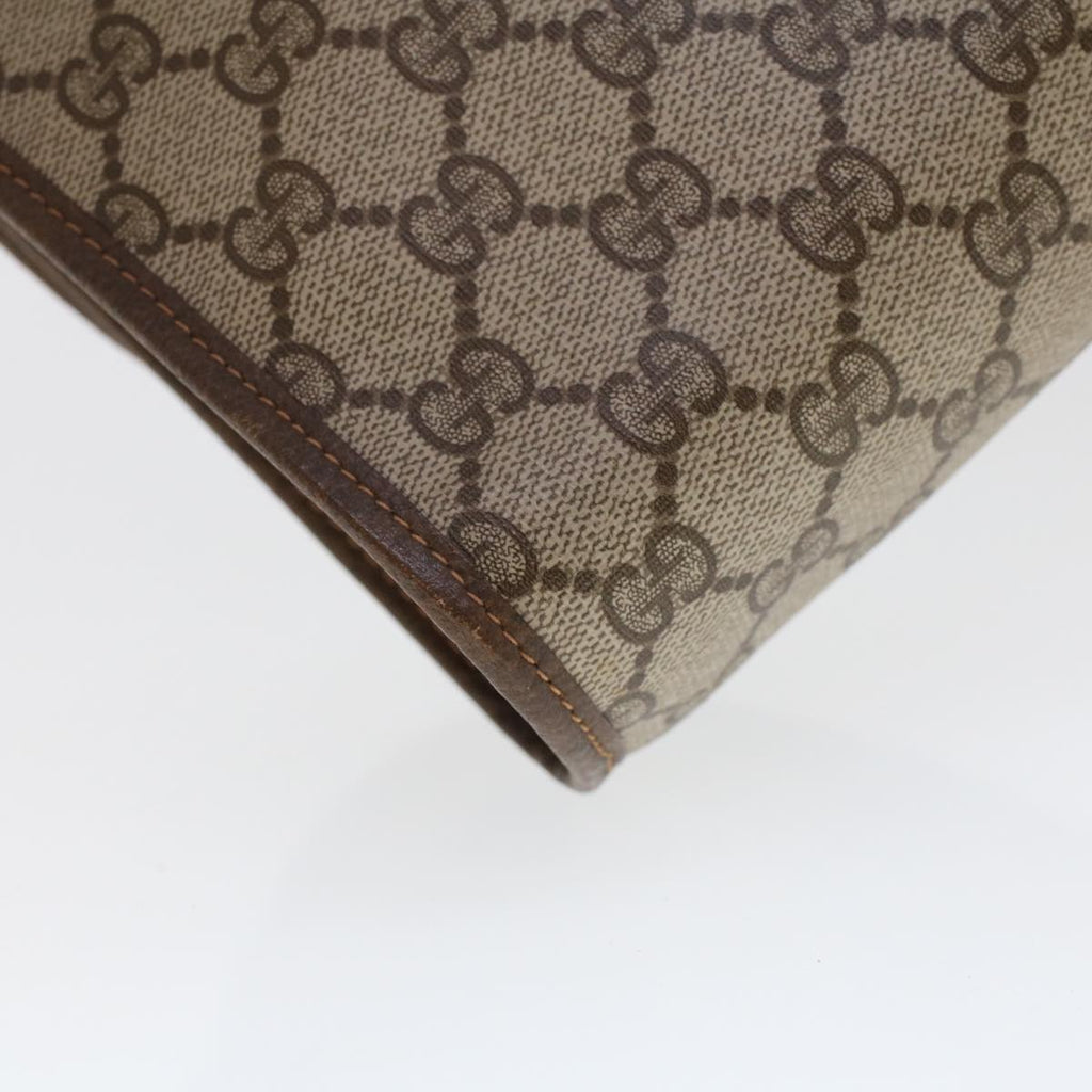 GUCCI GG Canvas Web Sherry Line Clutch Bag PVC Leather Beige Green 44152