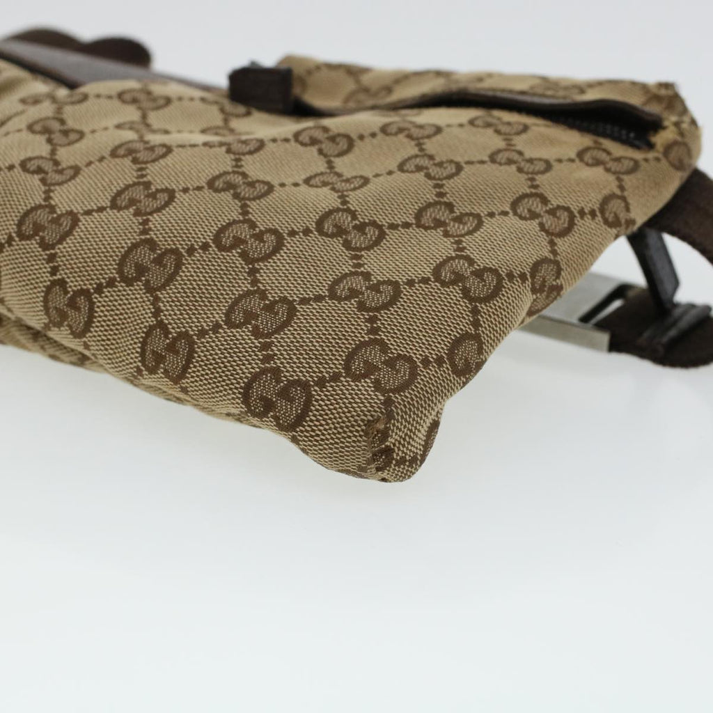 GUCCI GG Canvas Waist Bag Beige Dark Brown 44156