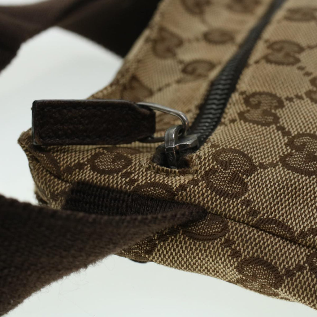 GUCCI GG Canvas Waist Bag Beige Dark Brown 44156